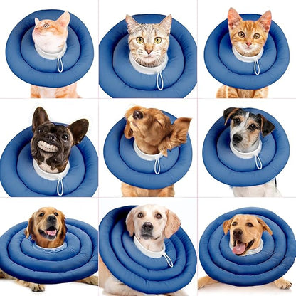 IDOMIK Dog Recovery Collar, Waterproof Soft Dog Cone After Surgery, Comfy Protective Elizabethan Collar Alternative for Dogs Cats, Adjustable Pet Neck Donut Cone Anti-Licking Biting Wounds,Navy,XL