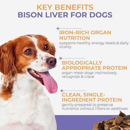 Momentum Carnivore Nutrition Freeze-Dried Bison Liver Dog Treats & Cat Treats – Single-Ingredient, High-Protein, Grain-Free, Lean Novel Protein – Made in USA – 4 oz Bag