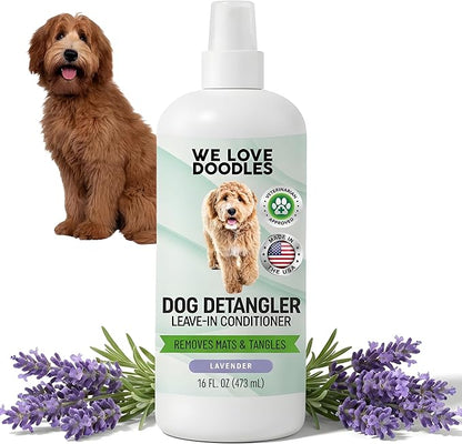 We Love Doodles Dog Detangler Spray - Leave-in Conditioner for Dogs - Dog Detangling Spray - Dematting Spray for Dogs - Tangle Remover - Made in The USA (Lavender)