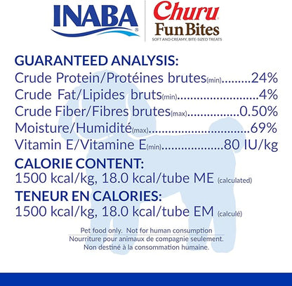 INABA Churu Fun Bites for Dogs, Soft & Chewy Baked Chicken Wrapped Filled Dog Treats with Vitamin E, 0.42 Ounces per Tetra, 8 Tetras per Box, Chicken with Sweet Potato Recipe