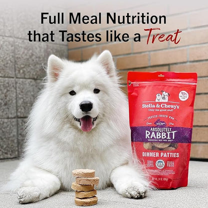 Stella & Chewy's Freeze-Dried Raw Dinner Patties - Absolutely Rabbit Recipe - High Protein Grain-Free Puppy & Dog Food - Perfect for Picky Eaters - 25 oz (Pack of 2)