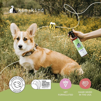 kin+kind Flea and Tick Prevention for Dogs – Plant Based Flea Spray with Rosemary, Lemongrass & Cedarwood Oil – Pet Supplies for Bugs and Pests – Flea & Tick Pet Spray Prevention - Lavender 32 fl oz