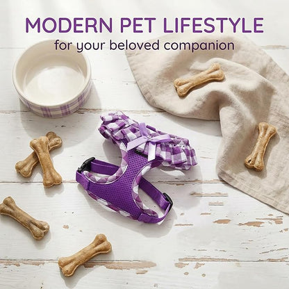 SuperBuddy Upgraded Soft Mesh Dog Harness, Super Breathable Lightweight Pet Harnesses for Puppy Dogs Outdoor Walking, Purple Dog Harness -Medium