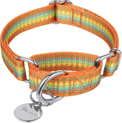 Puppy Collar Martingale Dog Collar - No Pull Anti-Escape Pet Collar for Small Dogs, Adjustable 11 Inch to 15.5 Inch, Orange Yellow