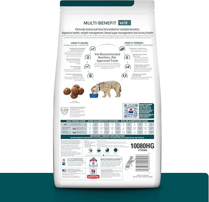 Hill's Prescription Diet w/d Multi-Benefit Digestive/Weight/Glucose/Urinary Management Chicken Flavor Dry Dog Food, Veterinary Diet, 27.5 lb. Bag