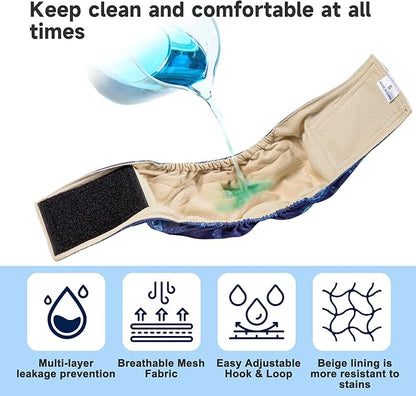 Male Dogs Diapers Belly Bands(4Pack), Washable Reusable Male Boy Doggy Wraps Panties for Doggie Puppy Pooping Potty Training Incontinence Marking Pañal para Perro Medium