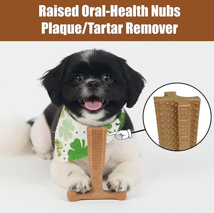 SPOT Bam-Bones Plus T-Bone, Bamboo Fiber & Nylon Dog Chew, Durable for Aggressive Chewers, Non-Splintering, for Adult Dogs & Teething Puppies Under 30lbs, 4in, Chicken Flavor