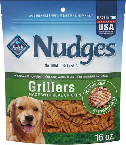 Blue Buffalo Nudges Grillers Natural Dog Treats, Made in the USA with Real Chicken, 16-oz Bag