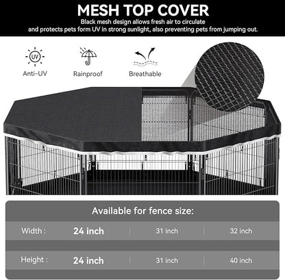 PJYuCien Dog Playpen Top Cover - Fits Most 8 Panels 24 Inch Width Metal Dog Fence Octagonal Pet Pen (Note: Only PlayPen Top Cover, NO PLAYPEN)