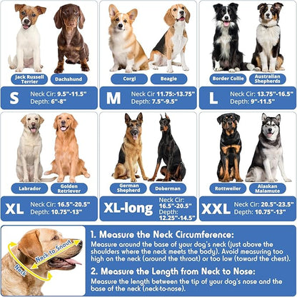 Dog Cone, Transparent Recovery Collar for Large Medium Small Dogs, E Collar After Surgery to Stop Licking, Depth Adjustable Soft Cone Not Block Vision Patented
