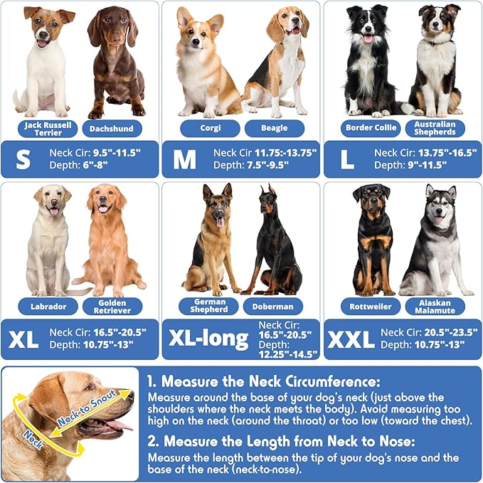 Dog Cone, Transparent Recovery Collar for Large Dogs, E Collar After Surgery to Stop Licking, Depth Adjustable Soft Cone Not Block Vision Patented (XL-Long)