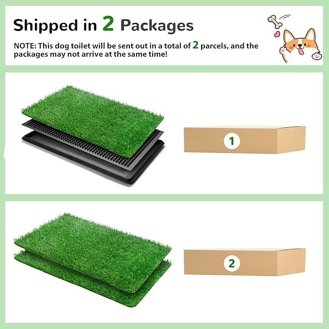 Generic 30" x 20" Dog Grass Pad with Tray, 3-Piece Washable Artificial Grass Pee Pad for Dogs, Large Indoor/Outdoor Pet Toilet