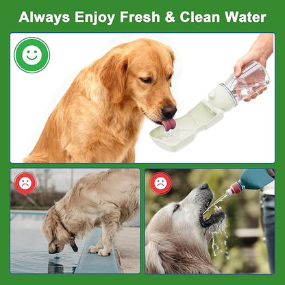 Dog Water Bottle, Portable Leak-Proof Water Dispenser with Drinking Bowl for Dogs and Cats, Travel Puppy Fountain Pet Water Bottle for Hiking Walking Outdoor (A012B-white)