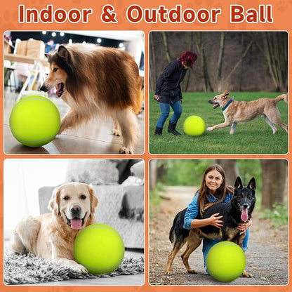 QDAN Giant Large Tennis Ball for Dogs: 9.5" Premium Balls for Dog for Outdoor Play, Big Tennis Ball Dogs Toy, Tennis Ball for Small Medium Large Dogs, Pet Balls Birthday, Yellow