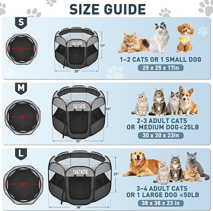 Portable Pet Playpen for Medium Dogs & Cats, Foldable Puppy Safety Pen with Removable Zipper Top, Breathable Mesh Dog Delivery Room, Indoor Isolation Cage for Pets (Dark Grey, Medium)