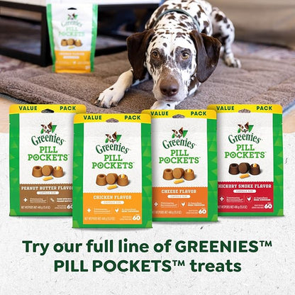 Greenies Pill Pockets for Dogs Large Size, Dog Treat Pouch for Capsule Medication, Hickory Smoke Flavor, (6) 7.9 oz. Pouches