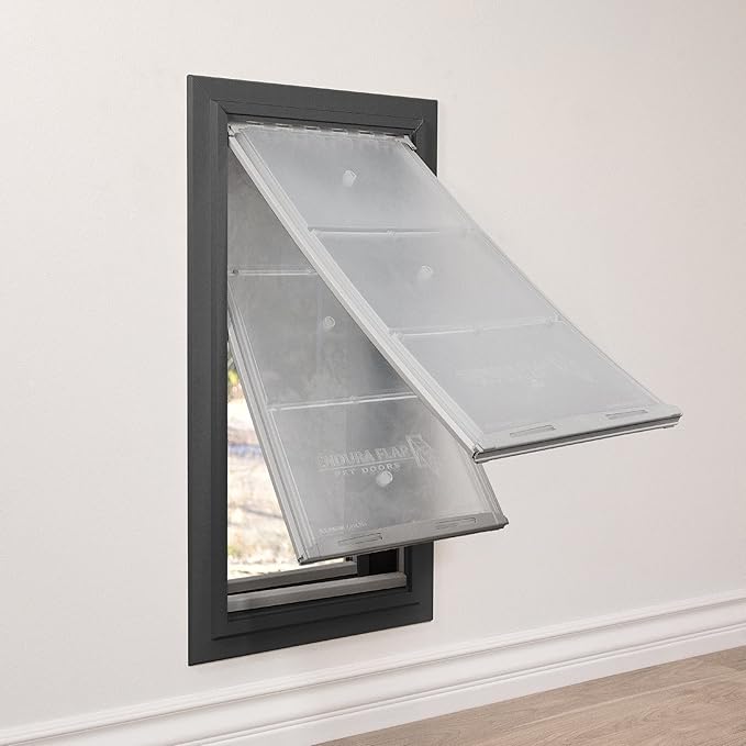 Endura Flap Pet Door for Walls in Black | Energy-Efficient Double Flap Design for Wall Installations | All-Weather Protection with All-Metal Telescoping Tunnel | Black, Large, Double Flap