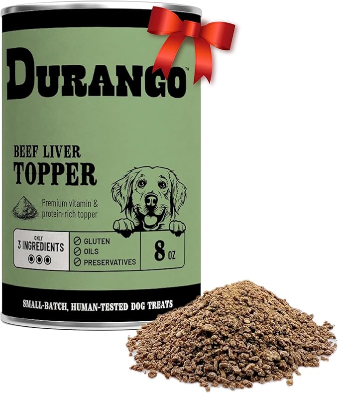 Durango Dog Food Topper – Real Beef Liver Meal Topper for Dogs, High-Protein Kibble Topper for Picky Eaters | Limited-Ingredient, Grain-Free, Made in USA, 60 Servings, 8 oz Tin