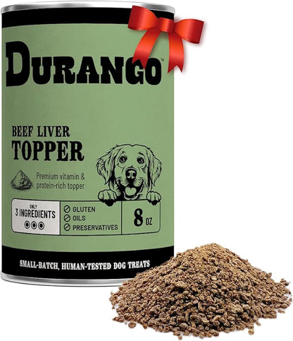 Durango Dog Food Topper – Real Beef Liver Meal Topper for Dogs, High-Protein Kibble Topper for Picky Eaters | Limited-Ingredient, Grain-Free, Made in USA, 60 Servings, 8 oz Tin