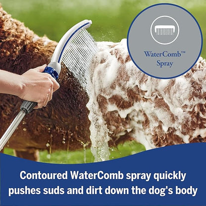 Waterpik Pet Wand Pro Dog Shower Attachment for Fast and Easy Dog Bathing and Cleaning,Indoor-and Outdoor Sprayer Includes 8-Foot Flex Hose,Blue/Grey,PPR-252E,(Pack of 2)