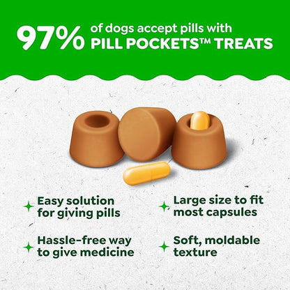 Greenies Pill Pockets for Dogs Large Size, Dog Treat Pouch for Capsule Medication, Chicken Flavor, 15.8 oz. Pouch