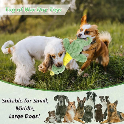 Large Plush Squeaky Dog Toys, Interactive Tug of War Puppy Toys for Indoor Play - Duck Stuffed Dog Toys with Soft Fabric for Small, Medium, and Large Pets