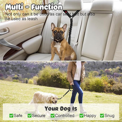 BWOGUE Pet Dog Cat Seat Belts, Car Headrest Restraint Adjustable Safety Leads Vehicle Seatbelt Harness (1 Pack, Black, Elastic)