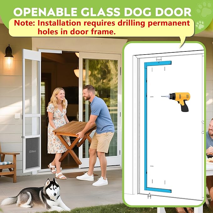 3 Flap XLarge Dog Door for Sliding Glass Door, Openable Pet Door for Sliding Glass Doors, Adjustable 91 7/16" to 96" Slider Height-Pets Up to 220 Lb (Extra Large Size)