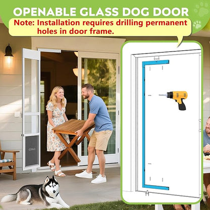 3 Flap XLarge Dog Door for Sliding Glass Door, Openable Pet Door for Sliding Glass Doors, Adjustable 91 7/16" to 96" Slider Height-Pets Up to 220 Lb (Extra Large Size)