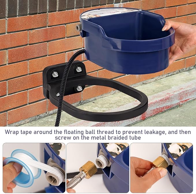 Automatic Heated Dog Water Bowl Outdoor Large Breed Auto Fill Heated Pet Cat Chicken Water Bowl with Float Valve Dog Water Dispenser Pet Waterer for Cat Chicken Goat Pig Horse Livestock