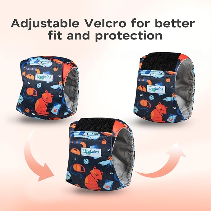 Leekalos Male Dog Diapers, Dog Belly Bands for Male Dogs Wraps Washable Doggie Diapers High Absorbing Dog Belly Bands（5 Pack）