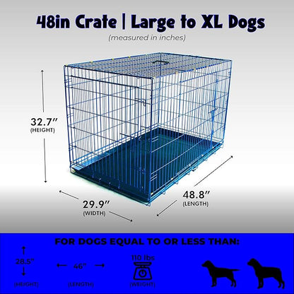 PET Expressions Luxury Colorful 48 Inch Foldable Dog Crate with 2 Doors | Free Training Ebook and Pet Calming Music | 3 Colors & 3