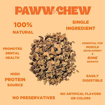 PAWW CHEW Beef Lung Dog Treats - 100% Natural, Single Ingredient, (2.5 Pound) Made in the USA, Bulk Dog Treats, High Protein, High Value Dog Training Treats, Grain Free, Low-Odor Free for All Breeds