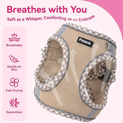 Petank Dog Harness for Small Medium Dogs No Pull, Puppy Harness and Leash Set for Walking, Running, Training, Small Dog Harness, Medium Dog Harness (Brown, XS)