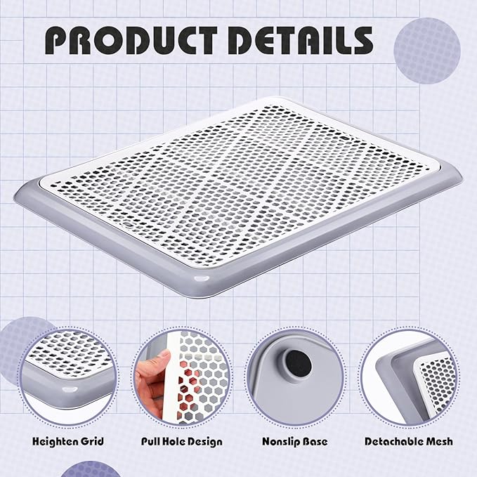 Mifoci Dog Training Pad Holder with Mesh Tray Non-Slip Leak Proof Puppy Potty Tray for Small Medium Large Dogs Pee Pad Holder Easy Clean Indoor Bathroom(19.69 x 14.17 Inch)