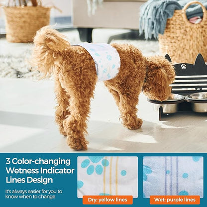 Bestle Male Dog Wrap, Disposable Dog Diapers, 40 Count, M (Waist 19.7”-23.6”), Wetness Indicator, Ultra Protection, Leak Proof, Super Absorbent, Soft