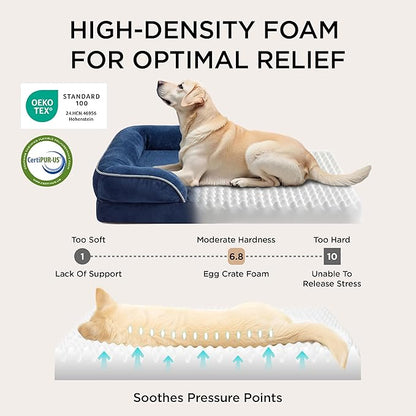 Bedsure XL Plus Orthopedic Dog Bed for Extra Large Dogs - Washable XLarge Dog Cat Bed Waterproof, Comfort Dogs Couch Sofa with Washable Removable Cover, Pet Bed with Nonskid Bottom, Blue Navy, 48"