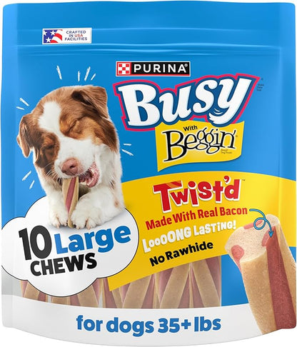 Purina Busy With Beggin' Dog Treats, Twist'd - 10 Count (Pack of 1)
