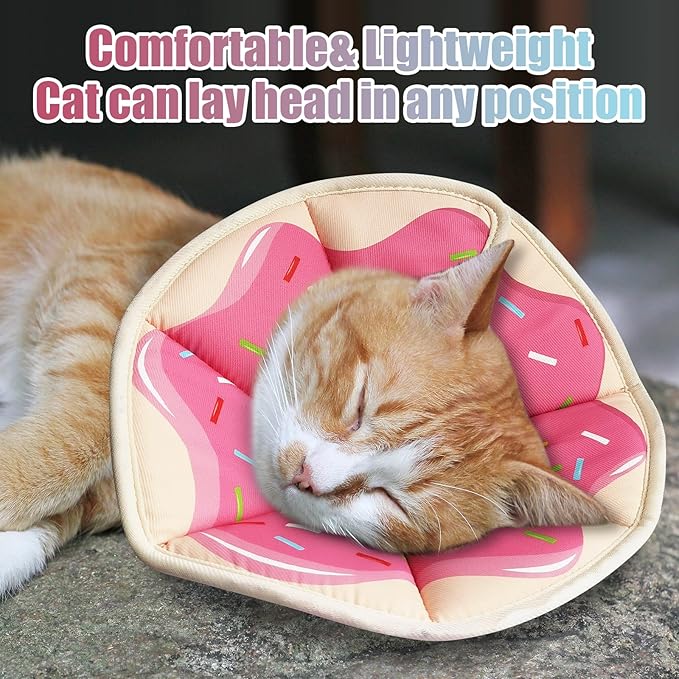 Cat Cone Collar Soft, Comfortable E Collar for Cats After Surgery, Recovery Elizabethan Collar for Cats Kitten to Stop Licking, Pink M