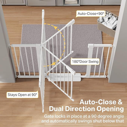 Cumbor 51.5" Wide Auto Close Baby Gate & Cumbor 2 Pack 51.5" Wide Dog Gate, Durable Child Gate for Stairs, Doorways, Easy Walk Thru Dog Gate for House for Doorways