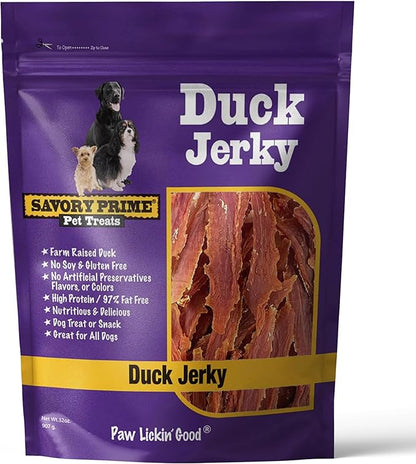 Savory Prime Duck Jerky Dog Treats, Made with 100% Real Duck Breast, Farm Raised, Healthy, Easily Digestible, High Protein, Satisfies Dog's Urge to Chew, 2 Pounds (Pack of 1)
