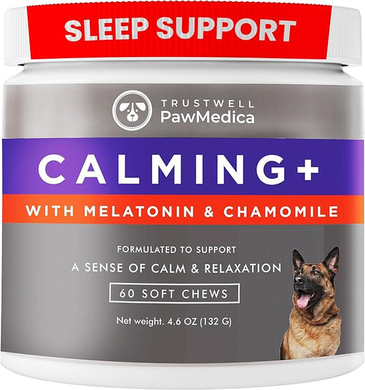 PawMedica Calming Chews for Dogs - Dog Sleep Supplement Melatonin for Dog Anxiety - Recommended Dog Calming Treats for Separation Anxiety and Barking Stress - Dog Melatonin Calming Bites for Fireworks