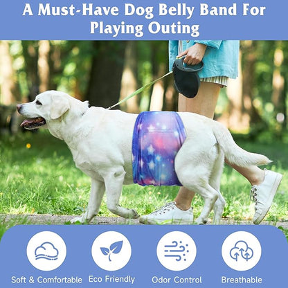 5 Pack Dog Diapers Male Reusable, Premium Belly Bands for Male Dogs, High Absorbing Dog Pee Wraps for Doggie in Incontinence or Excitable Urination and Training Galaxy L