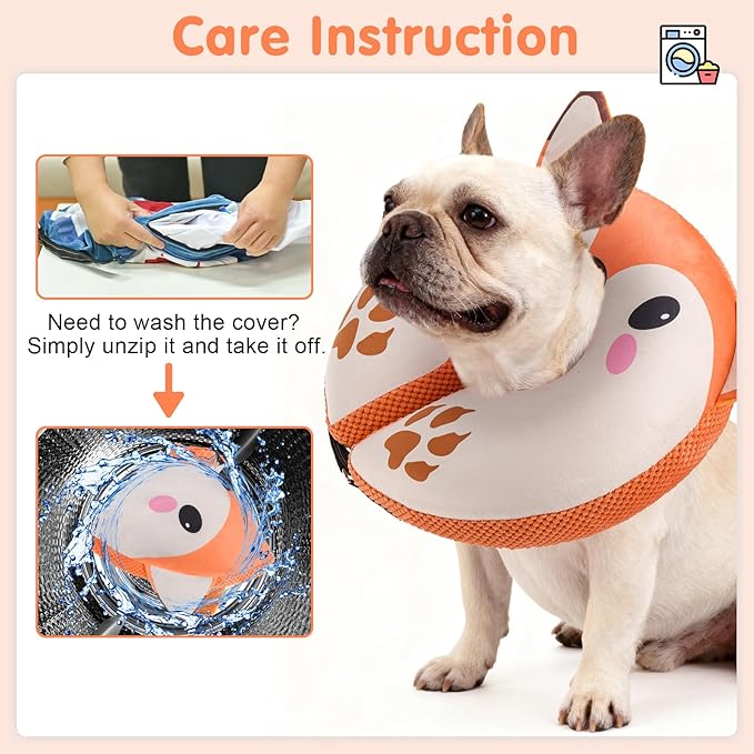 BEAUTYZOO Inflatable Dog Cone Collar Alternative After Surgery, Soft Donut Recovery E-Collar for Large & XL Dogs Girls Boys, Adjustable Pet Neck Cone to Stop Licking Wounds, L