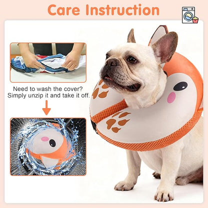 BEAUTYZOO Inflatable Dog Cone Collar Alternative After Surgery, Soft Donut Recovery E-Collar for Large & XL Dogs Girls Boys, Adjustable Pet Neck Cone to Stop Licking Wounds, L