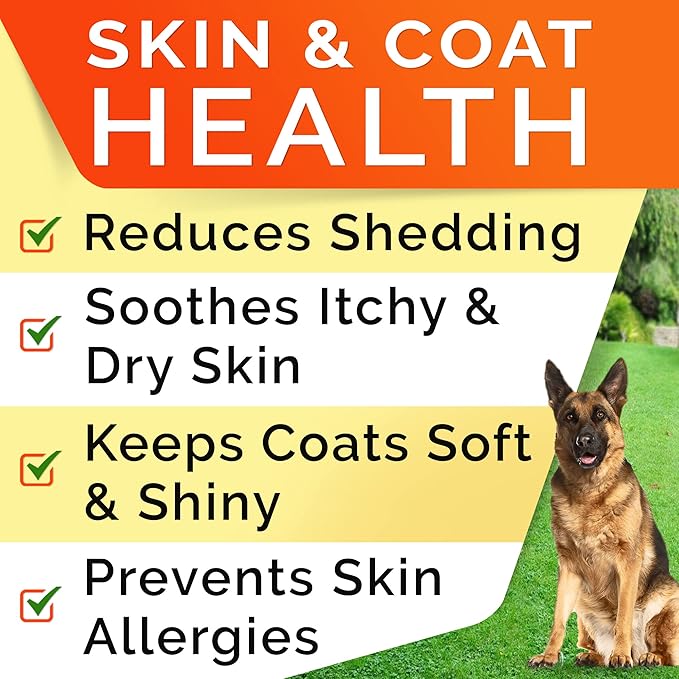 StrellaLab Omega 3 for Dogs - (180Ct) Fish Oil Treats - Allergy & Itch Relief Skin & Coat Supplement - Dry Itchy Skin, Anti Shedding & Hot Spots Treatment - Pet Salmon Oil Chews - Smoked Salmon Flavor