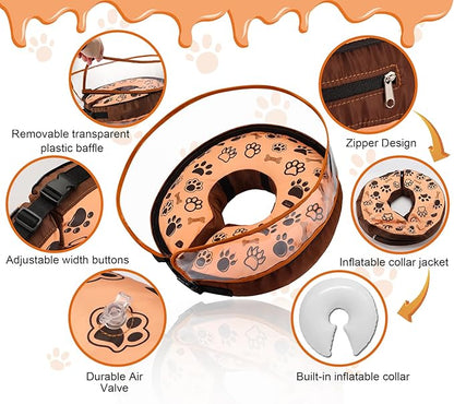 Soft Inflatable Dog Donut Collar - Medium Dog Cone for Post-Surgery Recovery