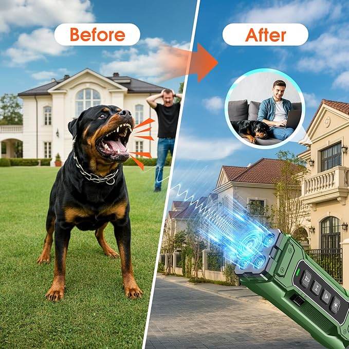 Dog Bark Deterrent Devices, Anti Barking Device 3X Ultrasonic Bark Control Device 50ft Range, Rechargeable & Safe Dog Training Tool for Quiet Walks and Peaceful Homes