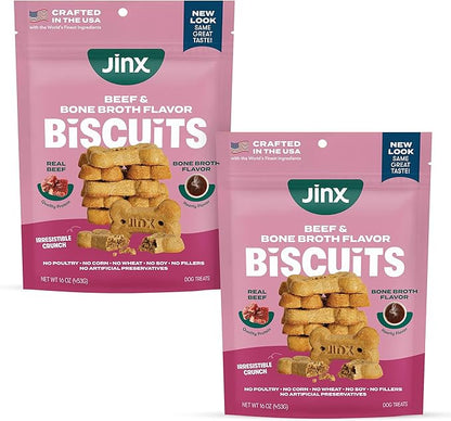 Jinx Oven-Baked Beef Bone Broth Biscuit Dog Treats Bundle - Pack of 2