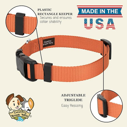Country Brook Petz - Everyday Nylon Dog Collar for Large, Medium, and Small Dogs and Puppies - for Everyday Use in 10+ Warm Colors (Extra Large, 1 Inch Wide, Coral)